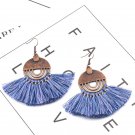 Dark Blue  Woolen Tassel Earrings Bohemian Vintage Drop Earrings Geometric Shaped Women Earrings
