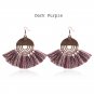 Dark Purple  Woolen Tassel Earrings Bohemian Vintage Drop Earrings Geometric Shaped Women Earrings