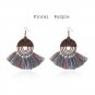 Floral Purple Woolen Tassel Earrings Bohemian Vintage Drop Earrings Geometric Shaped Women Earrings