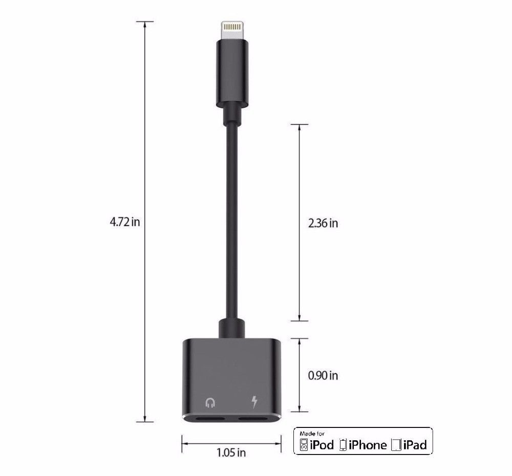 Headphone jack Adapter for iPhone Cable 2 in 1 Lightning Charging Music 3pcs/Lot