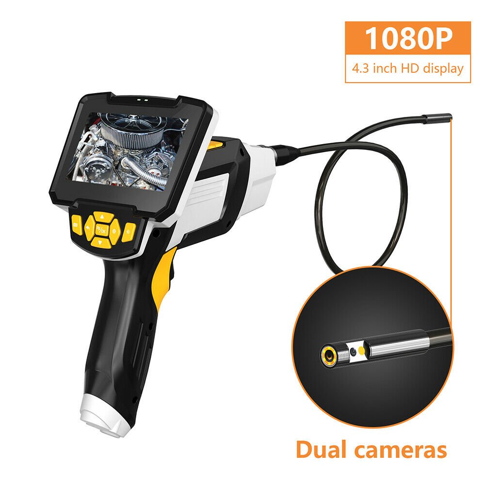 Portable Dual Lens Handheld Endoscope 4.3"Screen Inspection Camera Borescope 8mm