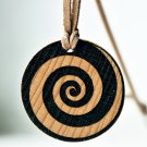 Gourgeous Spiral Symbol Wooden Pendat Necklace Handmade and Laser Etached.