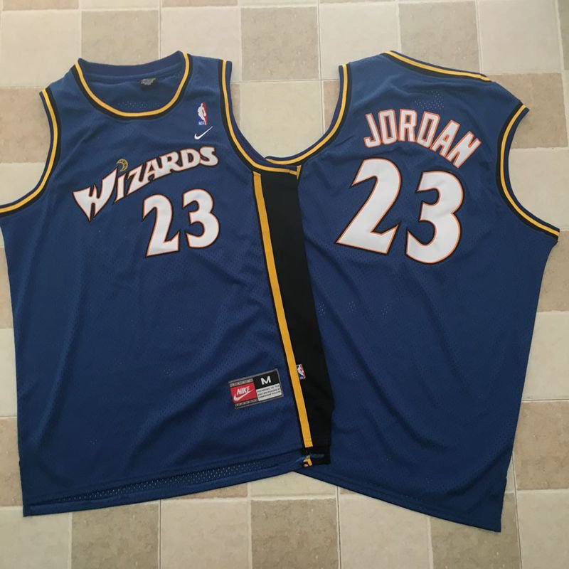 Washington Wizards 23 Michael Jordan Blue Jersey Throwback Fine Embroidery