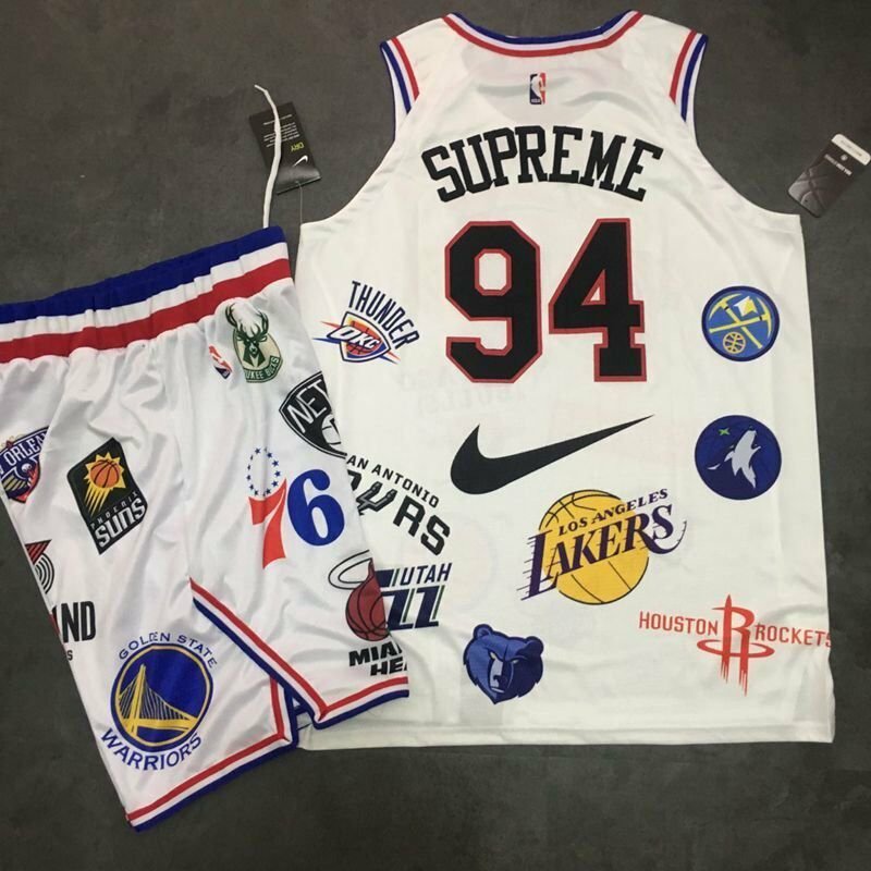NBA SUPREME #94 White Basketball Suit Jersey Three party joint shirt