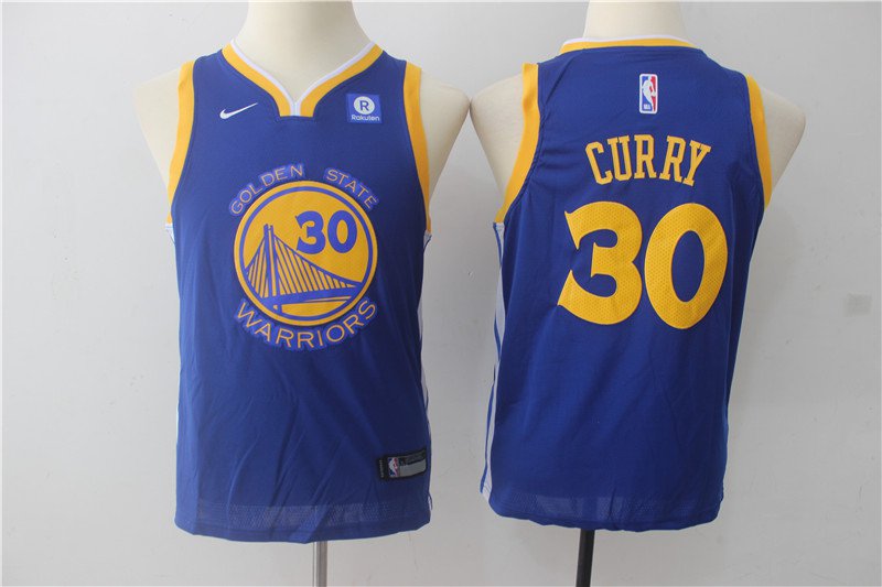 Youth Warriors 30 Stephen Curry Basketball Jersey blue