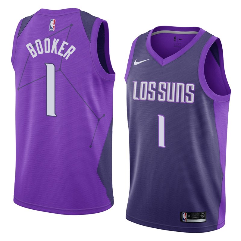 Phoenix Suns #1 Devin Booker Jersey Purple