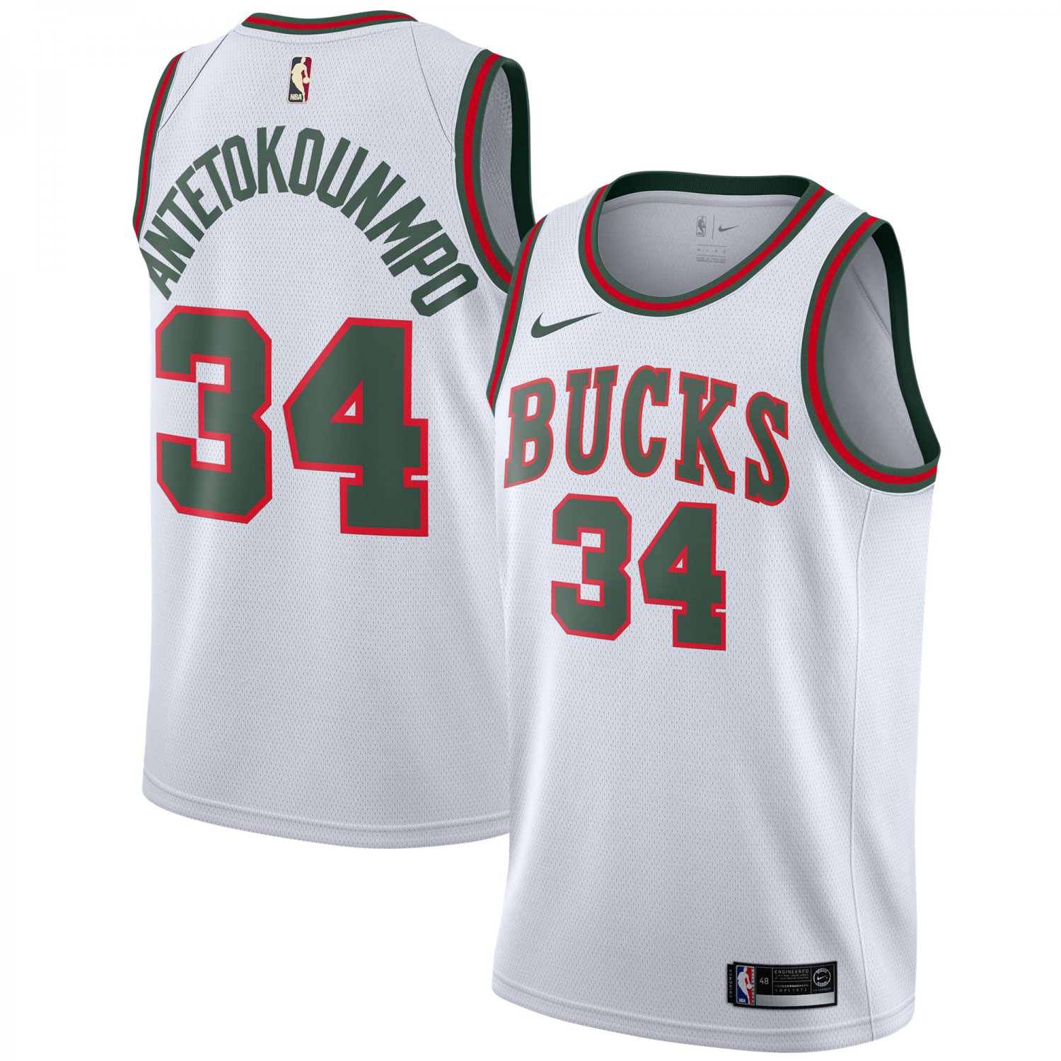 Men's Bucks #34 Giannis Antetokounmpo Jersey White City Edition New