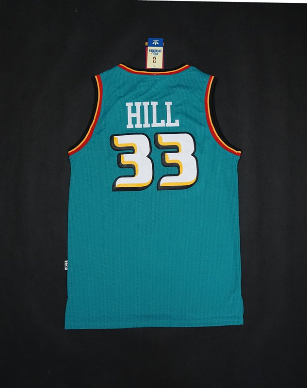 Men's Detroit Pistons 33 Grant Hill Basketball Jersey Green Throwback
