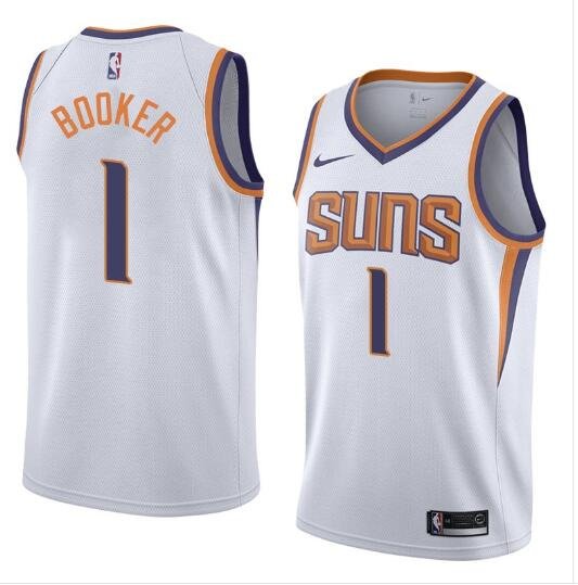 Men's Phoenix Suns 1 Devin Booker Jersey White City Edition