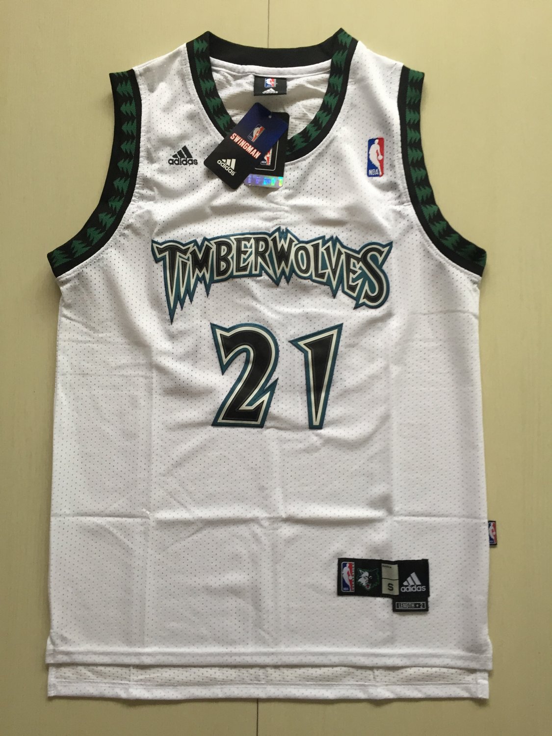 Men's Timberwolves 21 Kevin Basketball Jersey White Throwback