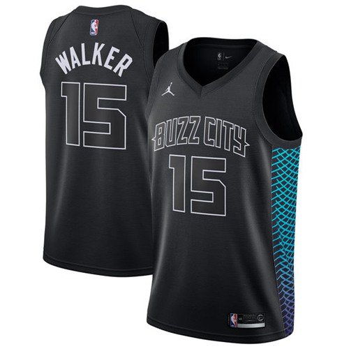 Men's Charlotte Hornets #15 Kemba Walker Jersey Black City Edition