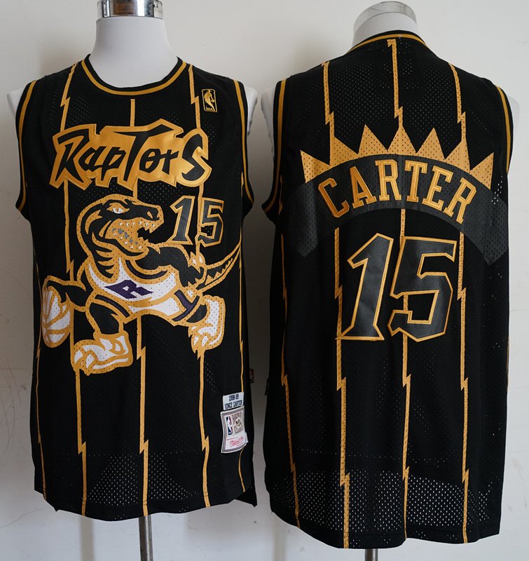 Men's Toronto Raptors #15 Vince Carter Black Jersey Throwback