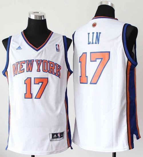 Men's New York Knicks #17 Jeremy Lin Basketball Jersey White Throwback