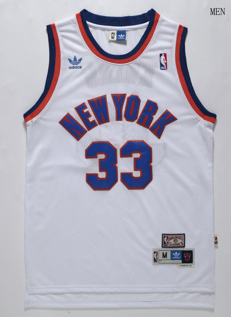 Men's New York Knicks 33 Patrick Ewing Basketball Jersey White Throwback
