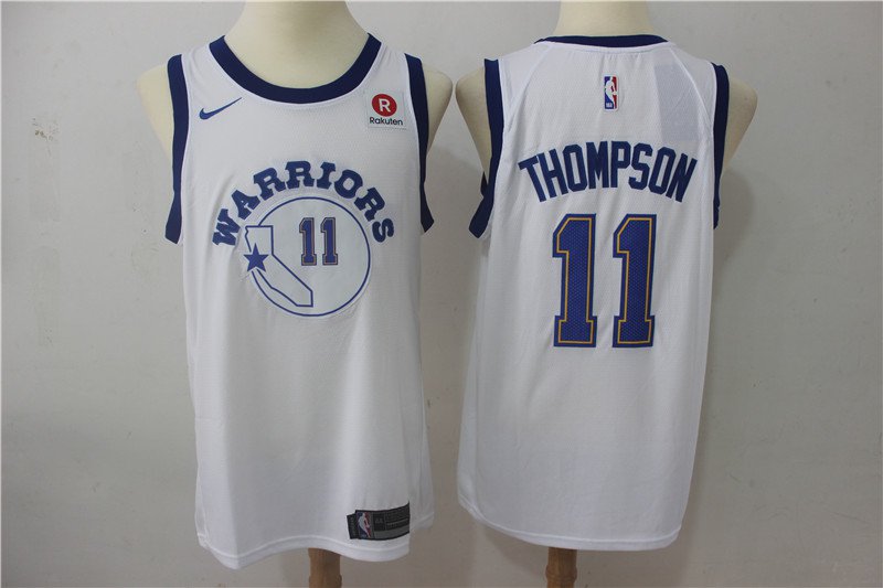 Men's Golden State Warriors #11 Klay Thompson Basketball Jersey White sleeve