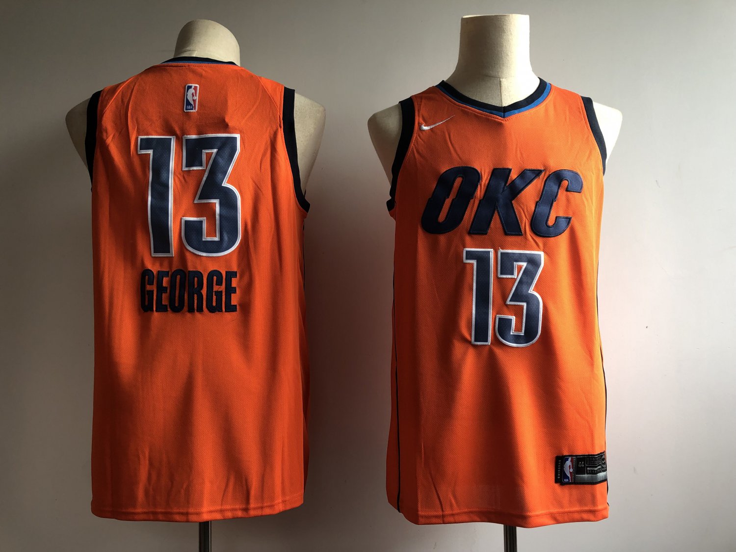Men's OKC Thunder #13 Paul George Basketball Jersey Orange City Edition