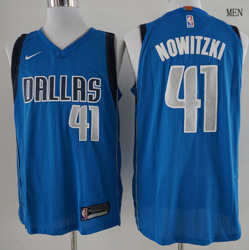 Men's Dallas Mavericks 41 Dirk Nowitzki Basketball Jersey Blue