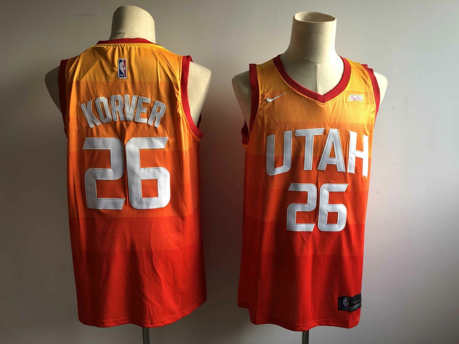 Men's Utah Jazz 26 Kyle Korver Basketball Jersey Orange