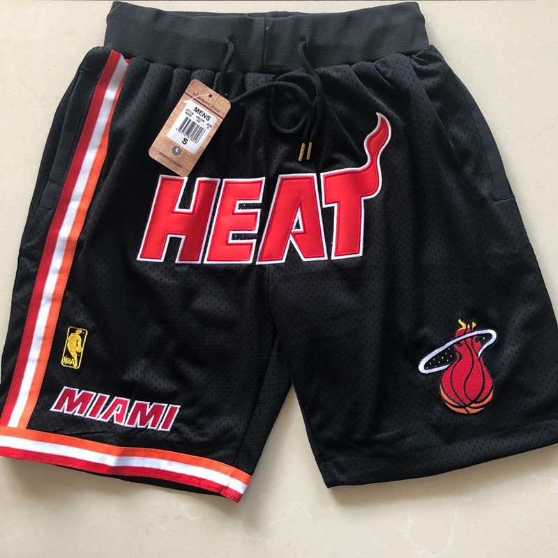 Men's Miami Heat Nike JUST DON Basketball Shorts Black Fine Embroidery