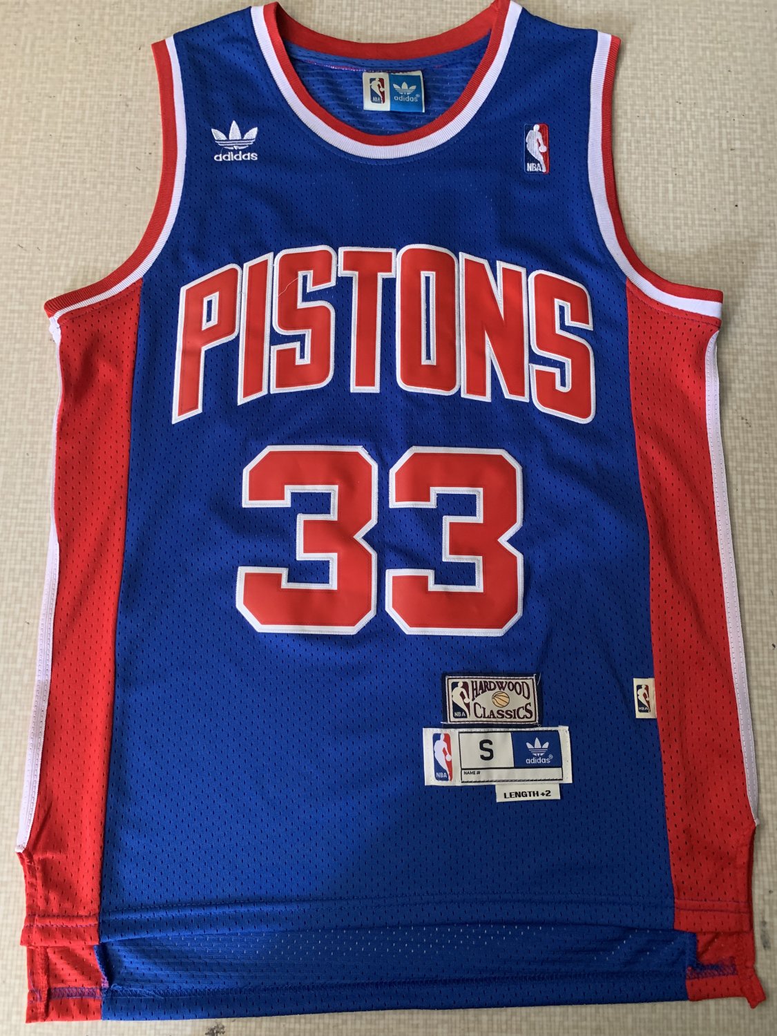 Men's Detroit Pistons 33 Grant Hill Basketball Jersey Blue Throwback