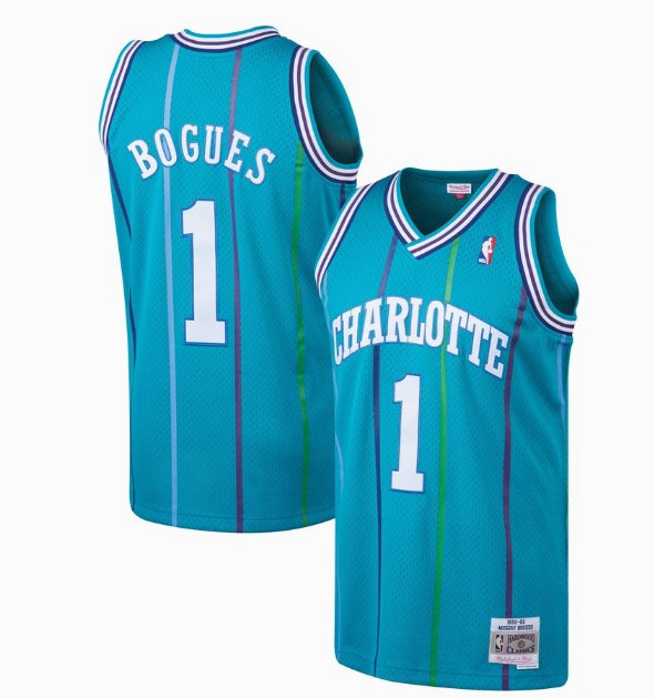 Men's Charlotte Hornets #1 Muggsy Bogues Basketball Throwback Jersey Teal