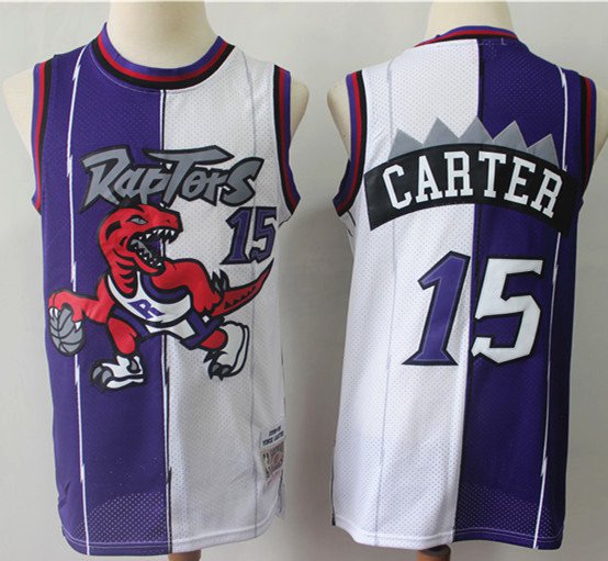 white and purple raptors jersey