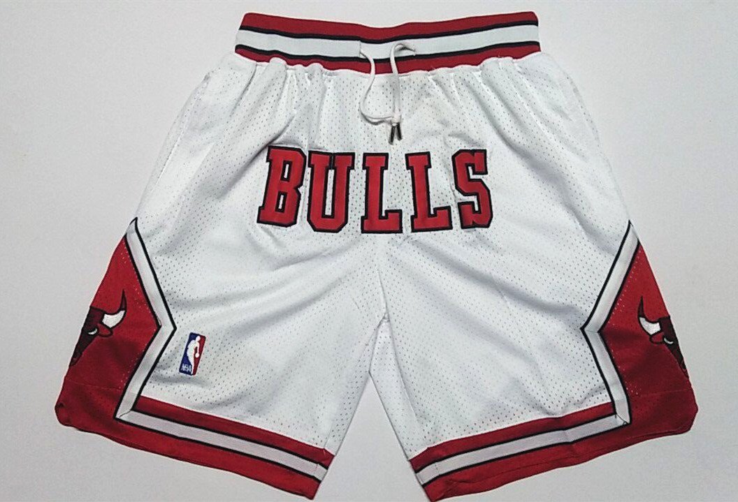 Men's Chicago Bulls Nike JUST DON Basketball Shorts White Throwback 1997