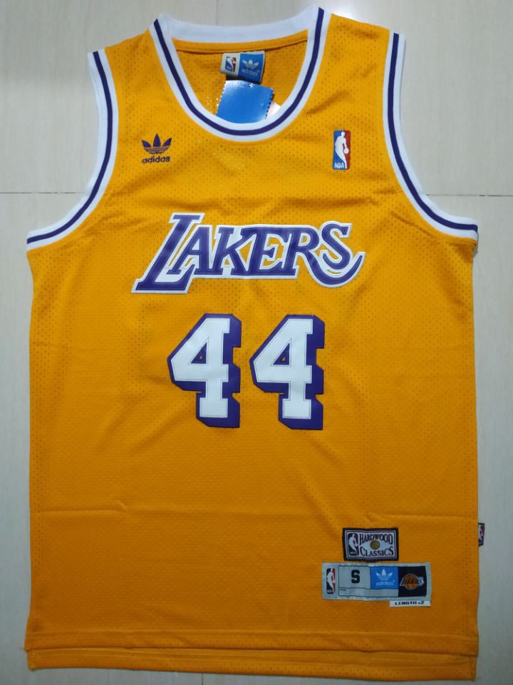 Men's Lakers #44 Jerry West Throwback Basketball Jersey Yellow