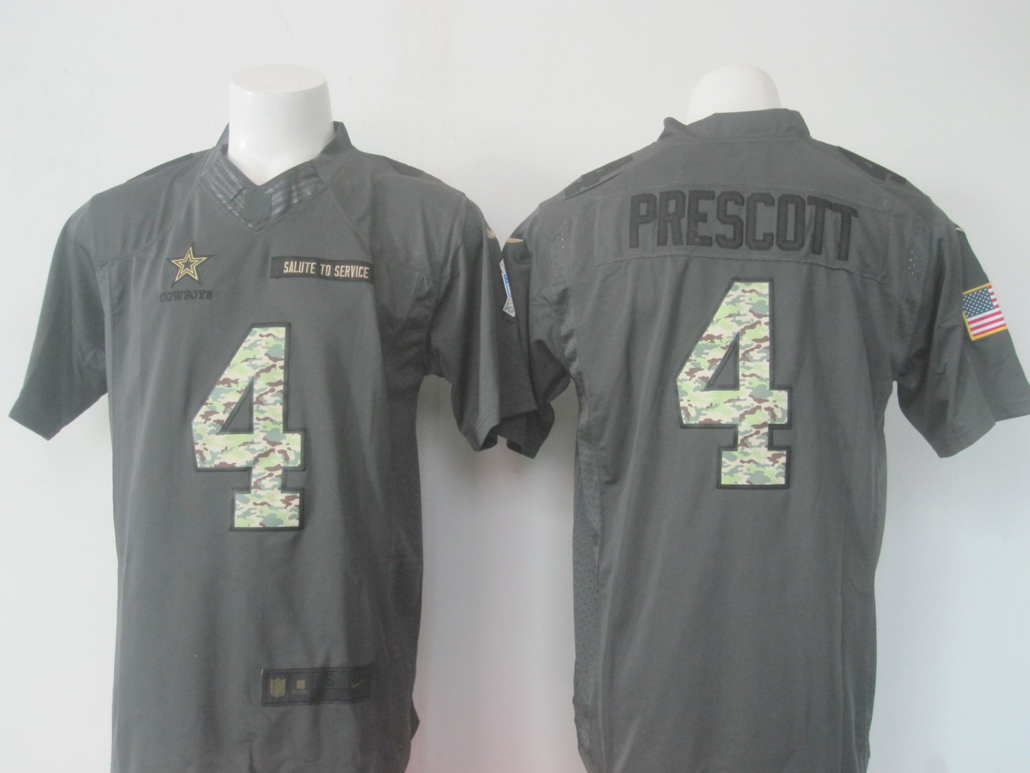Men's Dallas Cowboys #4 Dak Prescott football salute to service jersey