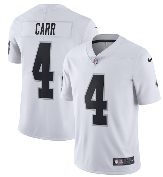 Men's Raiders 4# Derek Carr Limited Football Jersey White