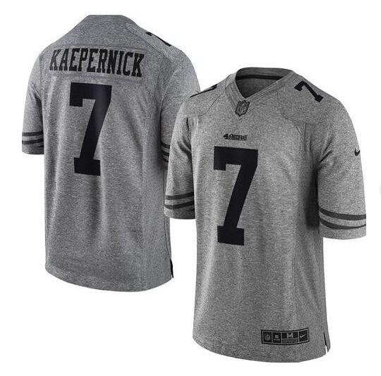Mens 49ers #7 Colin Kaepernick Game Football Gray Jersey