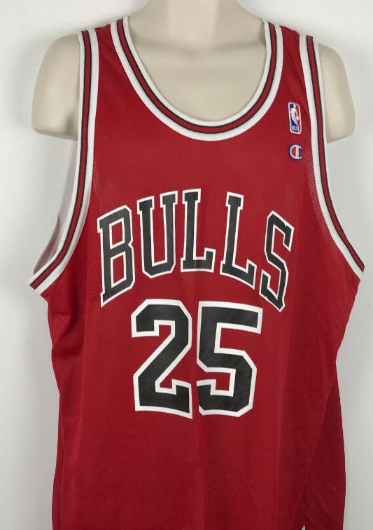 Men's Chicago Bulls #25 Vtg Champion Steve Kerr Basketball Jersey Red New