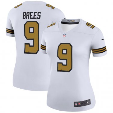9# Drew Brees Jersey White Gold