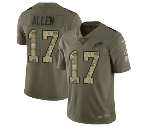 Any Size Buffalo Bills 17# Josh Allen Salute To Service Jersey Olive Camo