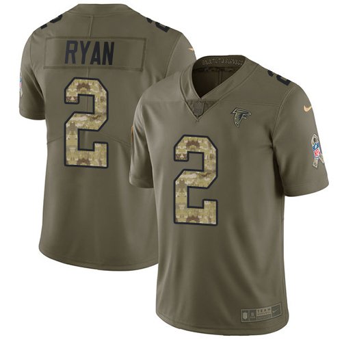 Any Size Atlanta Falcons #2 Matt Ryan Salute To Service Jersey Olive