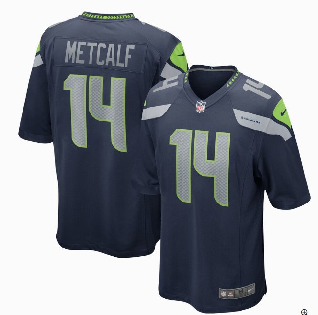 Any Size Seattle Seahawks #14 DK Metcalf Game Football Jersey College Navy