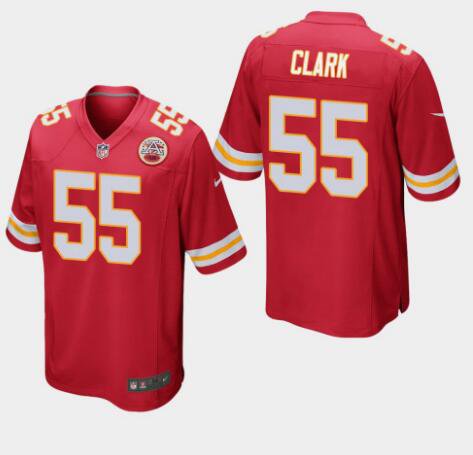 Youth Kansas City Chiefs #55 Frank Clark Game Football Jersey Red