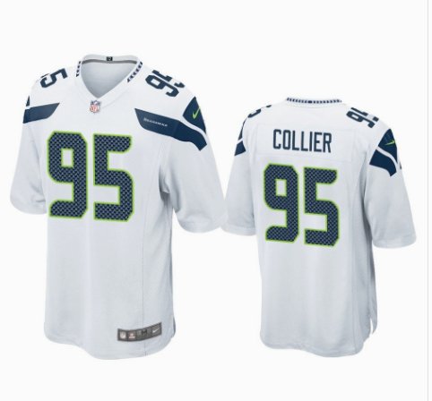 Any Size Seattle Seahawks #95 L.J. Collier Game Football Jersey White