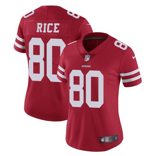 Women's 49ers #80 Jerry Rice Limited Football Player Jersey Red