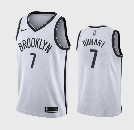Men's Brooklyn Nets 7 Kevin Durant White Jersey City Edition 2019
