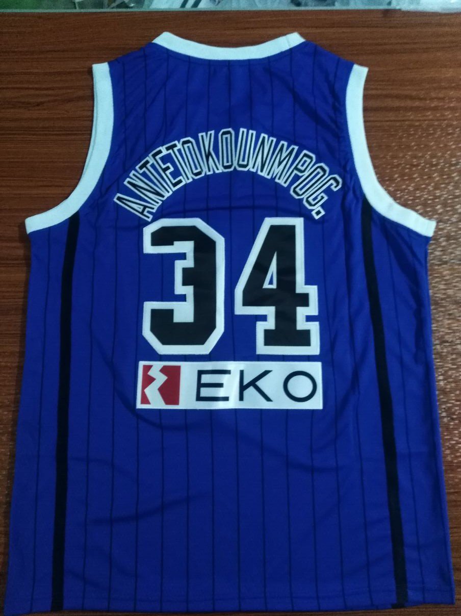 Men's World Cup Greece #34 Giannis Antetokounmpo Jersey Blue