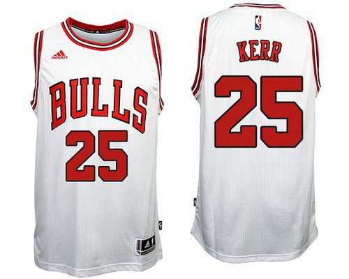 Men's Chicago Bulls #25 Steve Kerr Basketball Jersey White