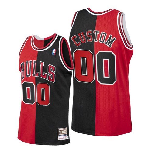 Any Size Custom Jersey Red Chicago Bulls Split Edition