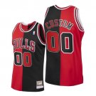 Any Size Custom Jersey Red Chicago Bulls Split Edition