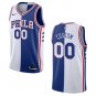 Any Size 76ers #00 Nike Custom Split Jersey Blue White