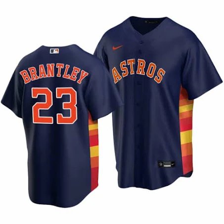Any Size Astros #23 Michael Brantley Baseball Jersey Navy