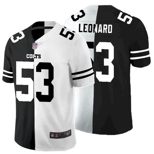 Any Size Colts #53 Darius Leonard Split Jersey White Black