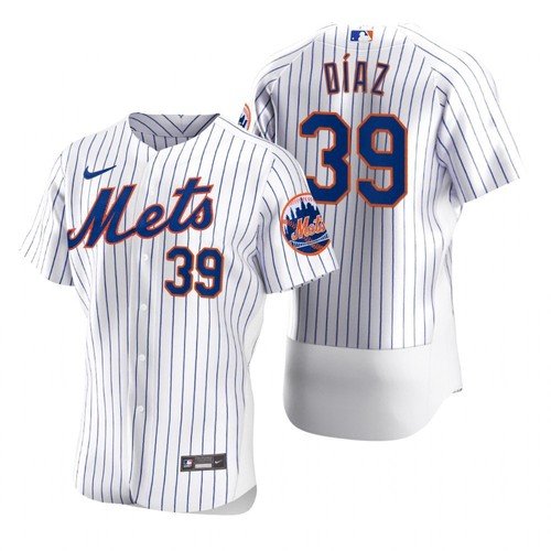 Mens Mets #39 Edwin Diaz flex base jersey white