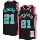 Men's Spurs #21 Tim Duncan Hardwood Classics Jersey Black Pink MN