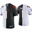 Mens womens youth Bengals #1 Ja'Marr Chase Split Jersey white black